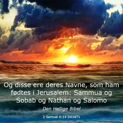 Picture 03 - 2 Samuel 5:14 DA1871 - Og disse ere deres Navne, som ham fødtes i - Bible Verse Picture