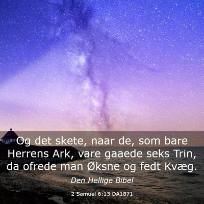 Picture 03 - 2 Samuel 6:13 DA1871 - Og det skete, naar de, som bare Herrens Ark, vare - Bible Verse Picture