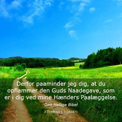Picture 03 - 2 Timoteus 1:6 DA1871 - Derfor paaminder jeg dig, at du opflammer den - Bible Verse Picture