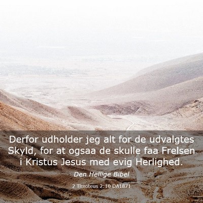Picture 03 - 2 Timoteus 2:10 DA1871 - Derfor udholder jeg alt for de udvalgtes Skyld, - Bible Verse Picture