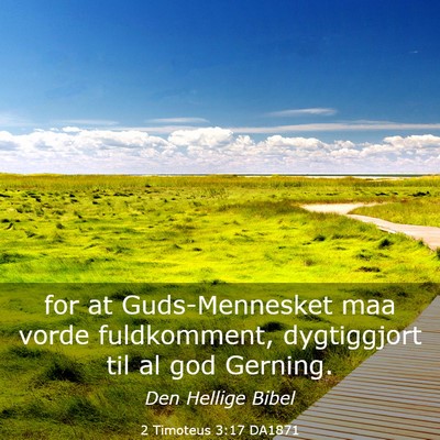 Picture 03 - 2 Timoteus 3:17 DA1871 - for at Guds-Mennesket maa vorde fuldkomment, - Bible Verse Picture