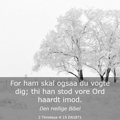 Picture 03 - 2 Timoteus 4:15 DA1871 - For ham skal ogsaa du vogte dig; thi han stod - Bible Verse Picture