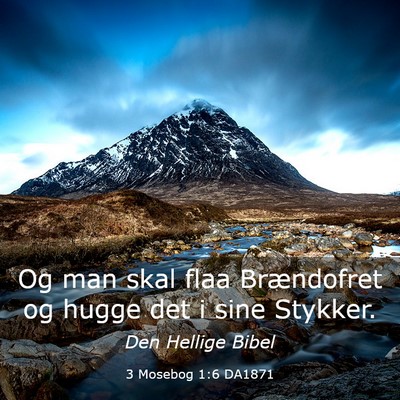 Picture 03 - 3 Mosebog 1:6 DA1871 - Og man skal flaa Brændofret og hugge det i sine - Bible Verse Picture