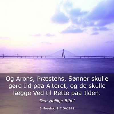 Picture 03 - 3 Mosebog 1:7 DA1871 - Og Arons, Præstens, Sønner skulle gøre Ild paa - Bible Verse Picture