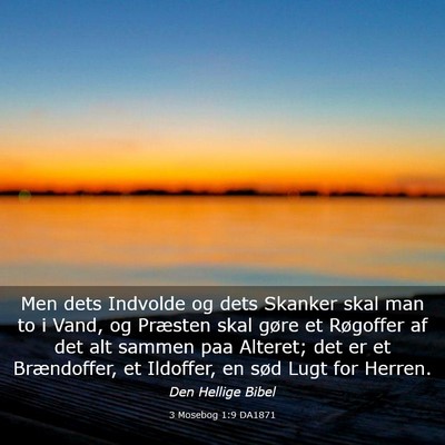 Picture 03 - 3 Mosebog 1:9 DA1871 - Men dets Indvolde og dets Skanker skal man to i - Bible Verse Picture