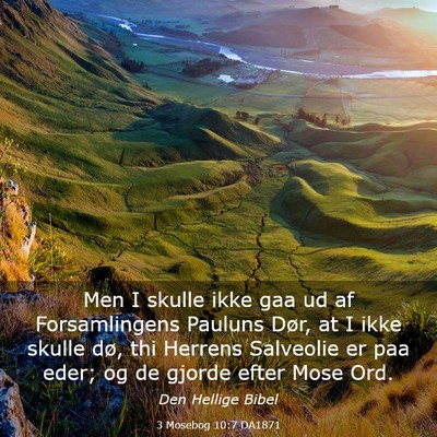 Picture 03 - 3 Mosebog 10:7 DA1871 - Men I skulle ikke gaa ud af Forsamlingens Pauluns - Bible Verse Picture