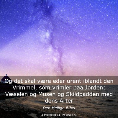 Picture 03 - 3 Mosebog 11:29 DA1871 - Og det skal være eder urent iblandt den Vrimmel, - Bible Verse Picture