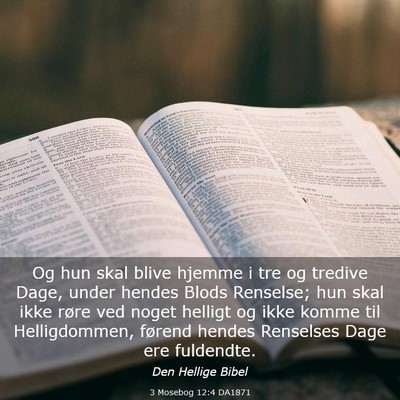 Picture 03 - 3 Mosebog 12:4 DA1871 - Og hun skal blive hjemme i tre og tredive Dage, - Bible Verse Picture
