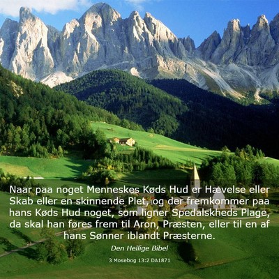 Picture 03 - 3 Mosebog 13:2 DA1871 - Naar paa noget Menneskes Køds Hud er Hævelse - Bible Verse Picture