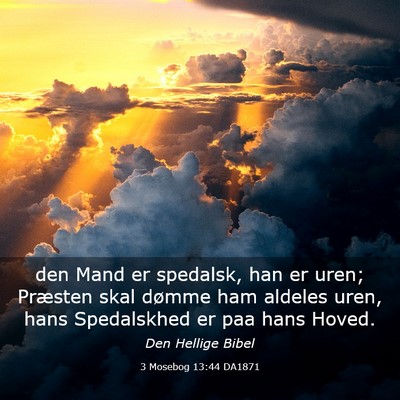 Picture 03 - 3 Mosebog 13:44 DA1871 - den Mand er spedalsk, han er uren; Præsten skal - Bible Verse Picture