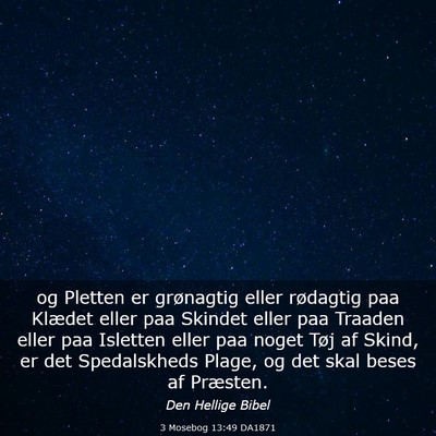 Picture 03 - 3 Mosebog 13:49 DA1871 - og Pletten er grønagtig eller rødagtig paa - Bible Verse Picture