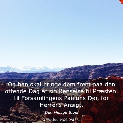 Picture 03 - 3 Mosebog 14:23 DA1871 - Og han skal bringe dem frem paa den ottende Dag - Bible Verse Picture