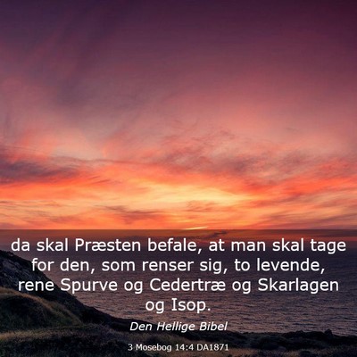 Picture 03 - 3 Mosebog 14:4 DA1871 - da skal Præsten befale, at man skal tage for - Bible Verse Picture