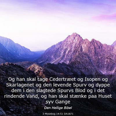 Picture 03 - 3 Mosebog 14:51 DA1871 - Og han skal tage Cedertræet og Isopen og - Bible Verse Picture