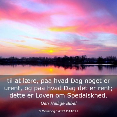 Picture 03 - 3 Mosebog 14:57 DA1871 - til at lære, paa hvad Dag noget er urent, og paa - Bible Verse Picture