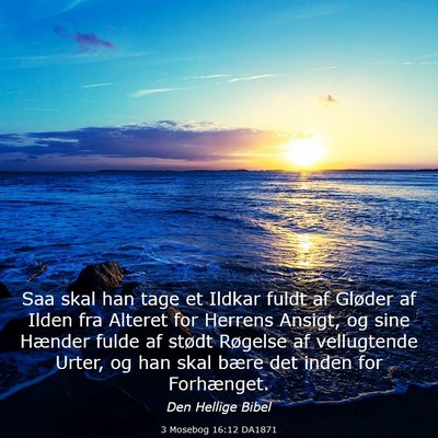 Picture 03 - 3 Mosebog 16:12 DA1871 - Saa skal han tage et Ildkar fuldt af Gløder af - Bible Verse Picture