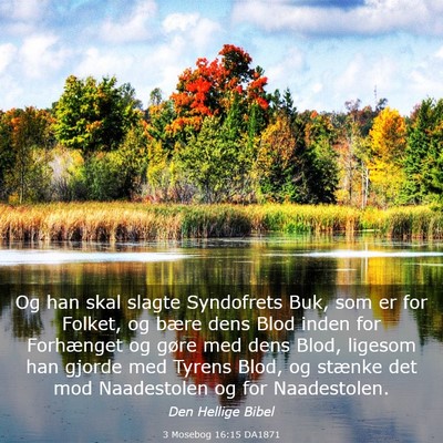 Picture 03 - 3 Mosebog 16:15 DA1871 - Og han skal slagte Syndofrets Buk, som er for - Bible Verse Picture