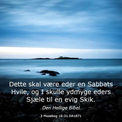 Picture 03 - 3 Mosebog 16:31 DA1871 - Dette skal være eder en Sabbats Hvile, og I - Bible Verse Picture