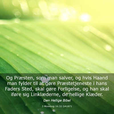 Picture 03 - 3 Mosebog 16:32 DA1871 - Og Præsten, som man salver, og hvis Haand man - Bible Verse Picture