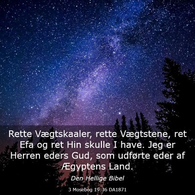 Picture 03 - 3 Mosebog 19:36 DA1871 - Rette Vægtskaaler, rette Vægtstene, ret Efa og - Bible Verse Picture