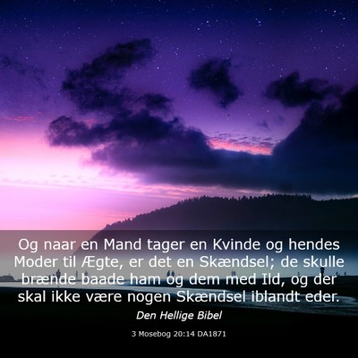 Picture 03 - 3 Mosebog 20:14 DA1871 - Og naar en Mand tager en Kvinde og hendes Moder - Bible Verse Picture