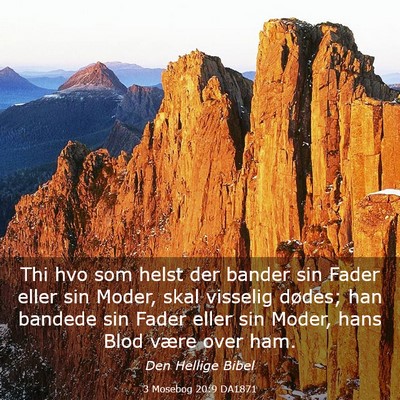 Picture 03 - 3 Mosebog 20:9 DA1871 - Thi hvo som helst der bander sin Fader eller sin - Bible Verse Picture
