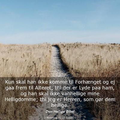 Picture 03 - 3 Mosebog 21:23 DA1871 - Kun skal han ikke komme til Forhænget og ej gaa - Bible Verse Picture