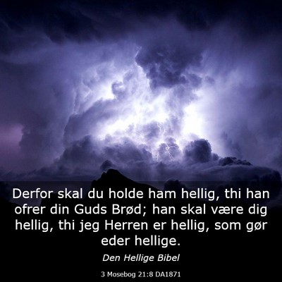 Picture 03 - 3 Mosebog 21:8 DA1871 - Derfor skal du holde ham hellig, thi han ofrer - Bible Verse Picture