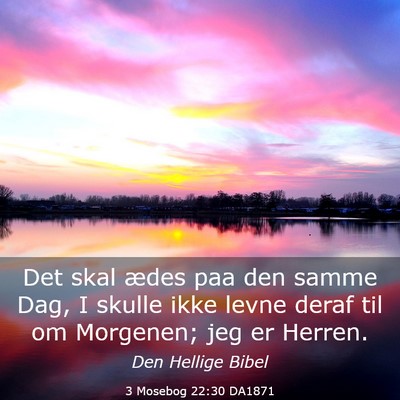 Picture 03 - 3 Mosebog 22:30 DA1871 - Det skal ædes paa den samme Dag, I skulle ikke - Bible Verse Picture