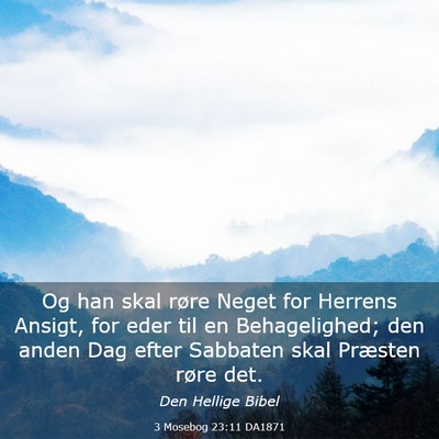 Picture 03 - 3 Mosebog 23:11 DA1871 - Og han skal røre Neget for Herrens Ansigt, for - Bible Verse Picture