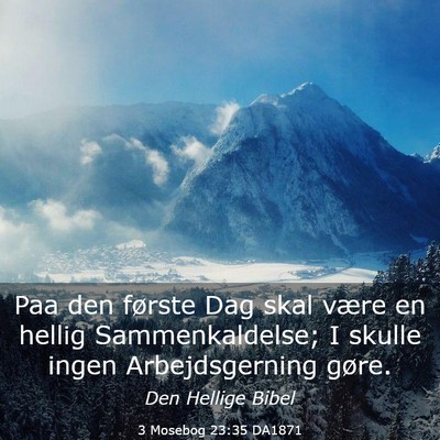 Picture 03 - 3 Mosebog 23:35 DA1871 - Paa den første Dag skal være en hellig - Bible Verse Picture