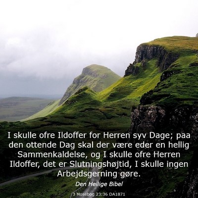 Picture 03 - 3 Mosebog 23:36 DA1871 - I skulle ofre Ildoffer for Herren syv Dage; paa - Bible Verse Picture