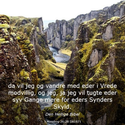 Picture 03 - 3 Mosebog 26:28 DA1871 - da vil jeg og vandre med eder i Vrede modvillig, - Bible Verse Picture