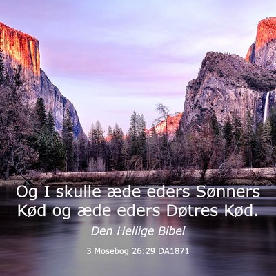 Picture 03 - 3 Mosebog 26:29 DA1871 - Og I skulle æde eders Sønners Kød og æde - Bible Verse Picture