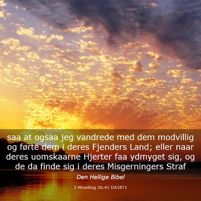 Picture 03 - 3 Mosebog 26:41 DA1871 - saa at ogsaa jeg vandrede med dem modvillig og - Bible Verse Picture