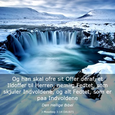 Picture 03 - 3 Mosebog 3:14 DA1871 - Og han skal ofre sit Offer deraf, et Ildoffer til - Bible Verse Picture