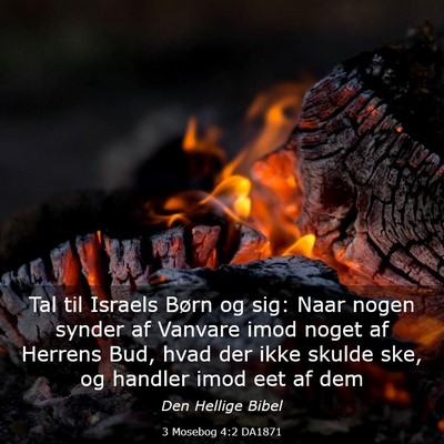 Picture 03 - 3 Mosebog 4:2 DA1871 - Tal til Israels Børn og sig: Naar nogen synder - Bible Verse Picture