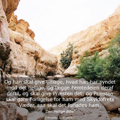 Picture 03 - 3 Mosebog 5:16 DA1871 - Og han skal give tilbage, hvad han har syndet mod - Bible Verse Picture