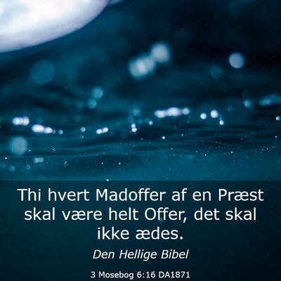 Picture 03 - 3 Mosebog 6:16 DA1871 - Thi hvert Madoffer af en Præst skal være helt - Bible Verse Picture