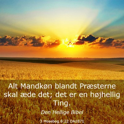 Picture 03 - 3 Mosebog 6:22 DA1871 - Alt Mandkøn blandt Præsterne skal æde det; det - Bible Verse Picture