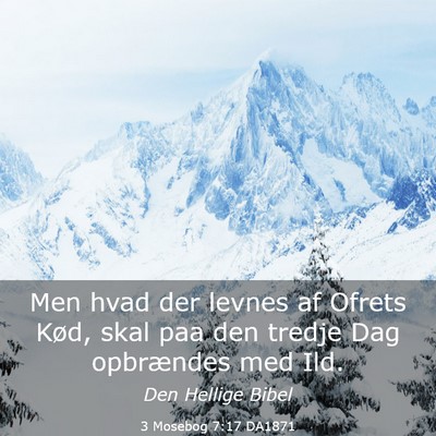 Picture 03 - 3 Mosebog 7:17 DA1871 - Men hvad der levnes af Ofrets Kød, skal paa den - Bible Verse Picture
