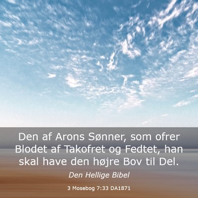 Picture 03 - 3 Mosebog 7:33 DA1871 - Den af Arons Sønner, som ofrer Blodet af - Bible Verse Picture