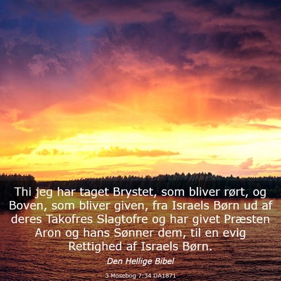 Picture 03 - 3 Mosebog 7:34 DA1871 - Thi jeg har taget Brystet, som bliver rørt, og - Bible Verse Picture