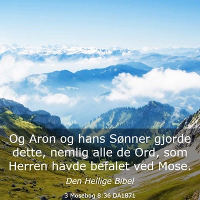 Picture 03 - 3 Mosebog 8:36 DA1871 - Og Aron og hans Sønner gjorde dette, nemlig alle - Bible Verse Picture
