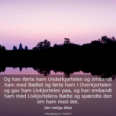 Picture 03 - 3 Mosebog 8:7 DA1871 - Og han iførte ham Underkjortelen og ombandt ham - Bible Verse Picture