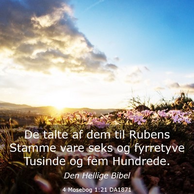 Picture 03 - 4 Mosebog 1:21 DA1871 - De talte af dem til Rubens Stamme vare seks og - Bible Verse Picture