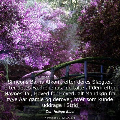 Picture 03 - 4 Mosebog 1:22 DA1871 - Simeons Børns Afkom, efter deres Slægter, efter - Bible Verse Picture