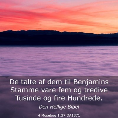 Picture 03 - 4 Mosebog 1:37 DA1871 - De talte af dem til Benjamins Stamme vare fem og - Bible Verse Picture