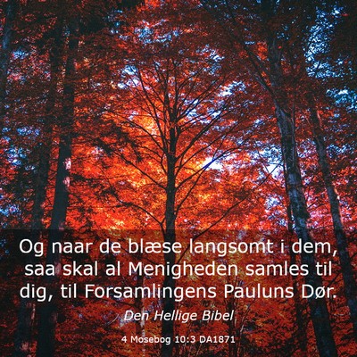 Picture 03 - 4 Mosebog 10:3 DA1871 - Og naar de blæse langsomt i dem, saa skal al - Bible Verse Picture