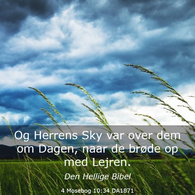 Picture 03 - 4 Mosebog 10:34 DA1871 - Og Herrens Sky var over dem om Dagen, naar de - Bible Verse Picture